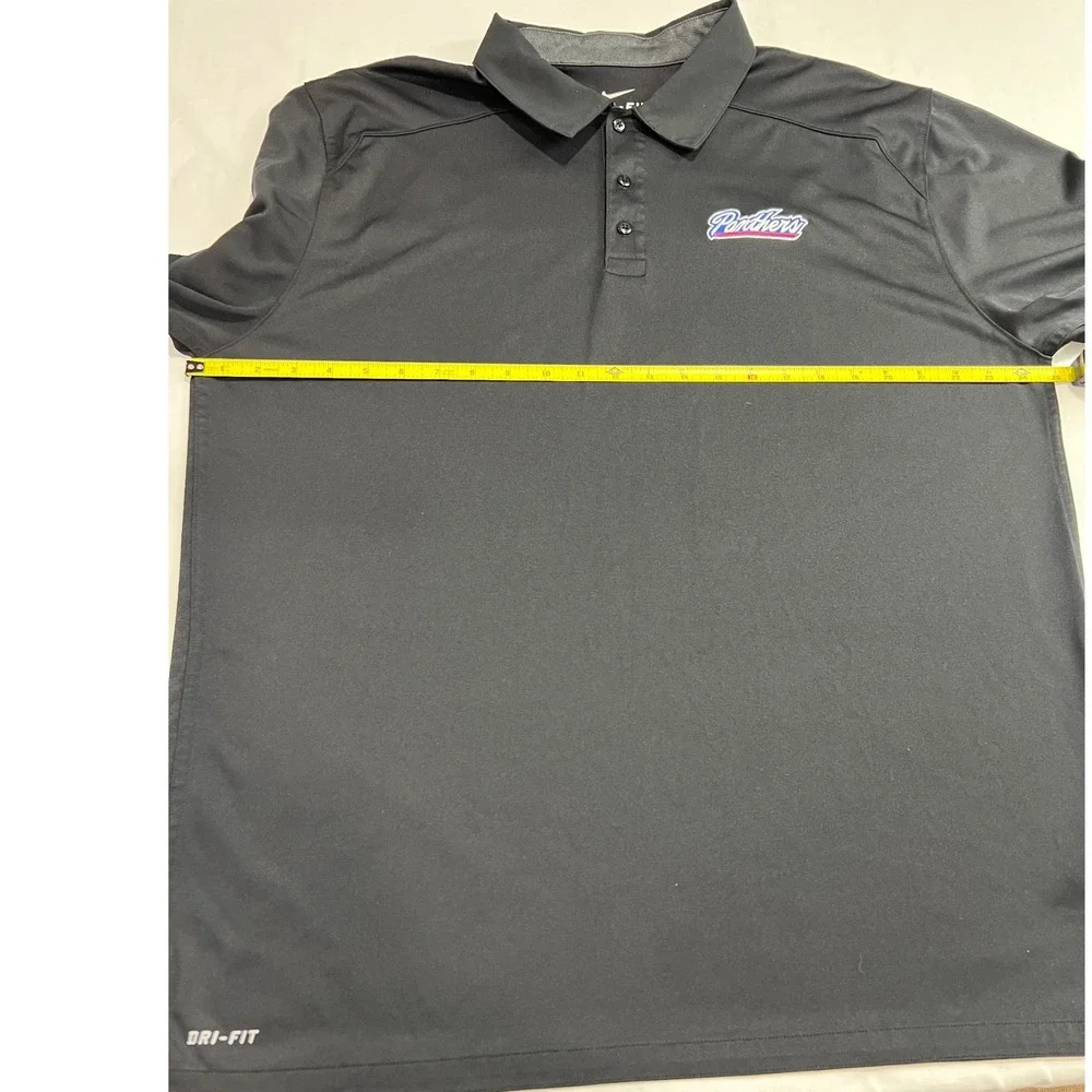 Nike‎ Panthers Polo Mens XL Black Dri-Fit Short Sleeve Golf Shirt Athletic A75